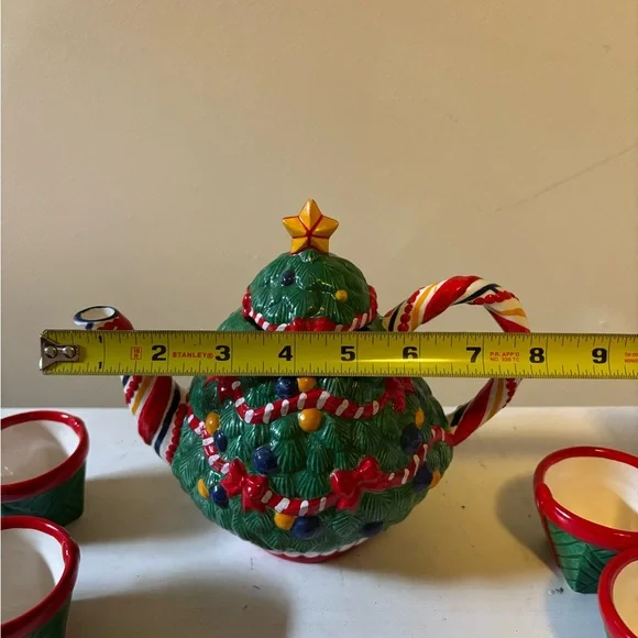 Vintage Retired Department 56 Christmas Tea "O Christmas Tree" Tea Set - Picture 13 of 16